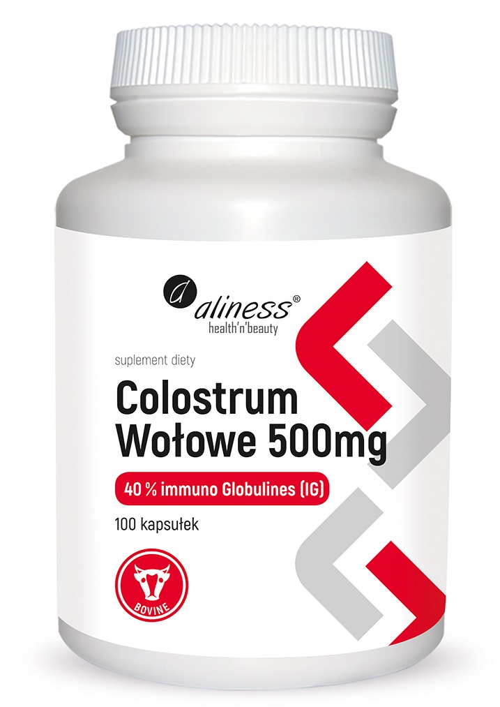 Colostrum Wołowe 40% IG 500 mg x 100 kaps. – Aliness